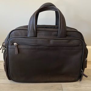 Osgoode Marley Dark Brown Leather Expandable Briefcase Laptop Shoulder Bag